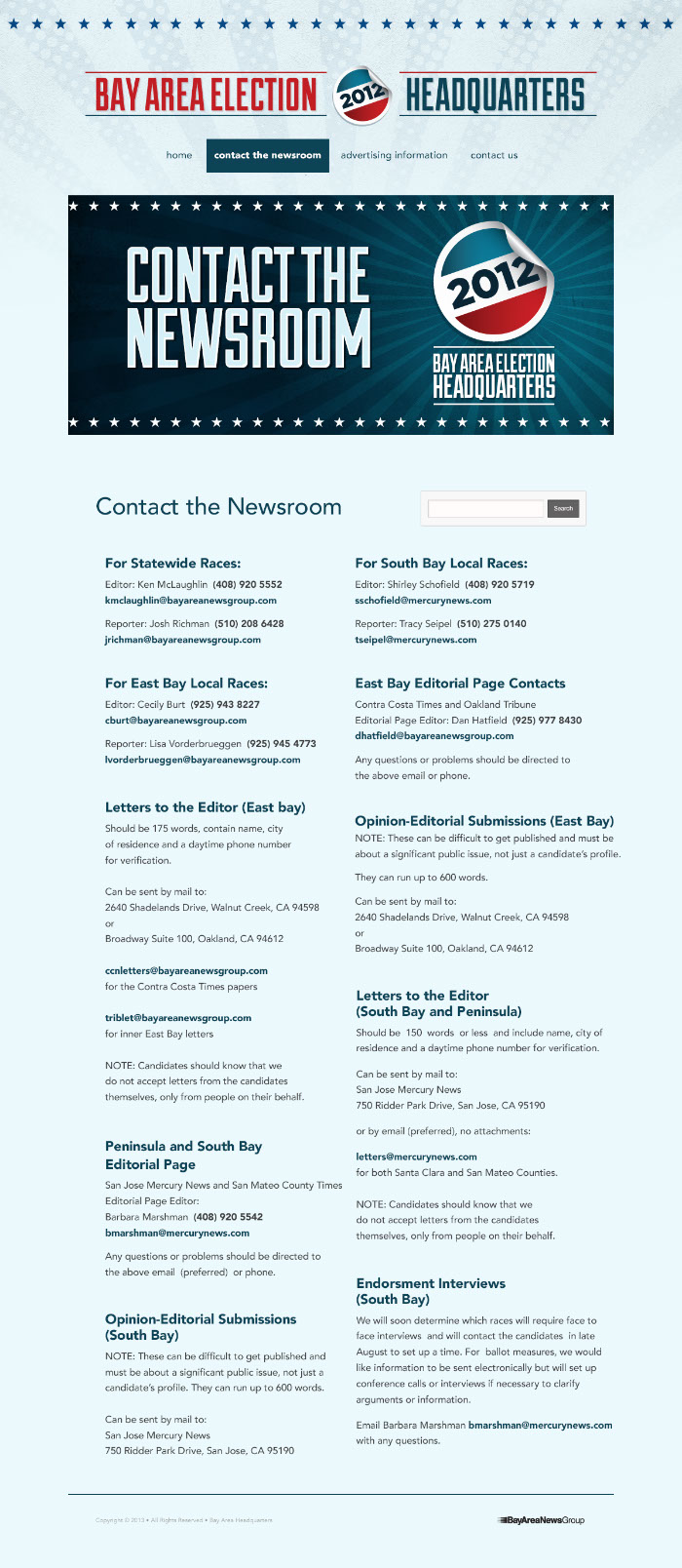 Bay Area Election HQ | section website